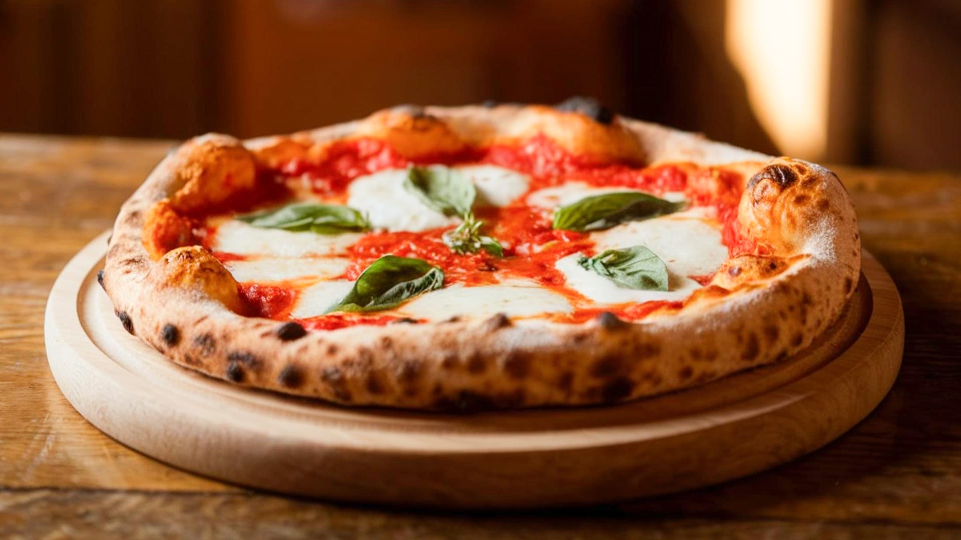 Pizza Marguerita com manjericão fresco